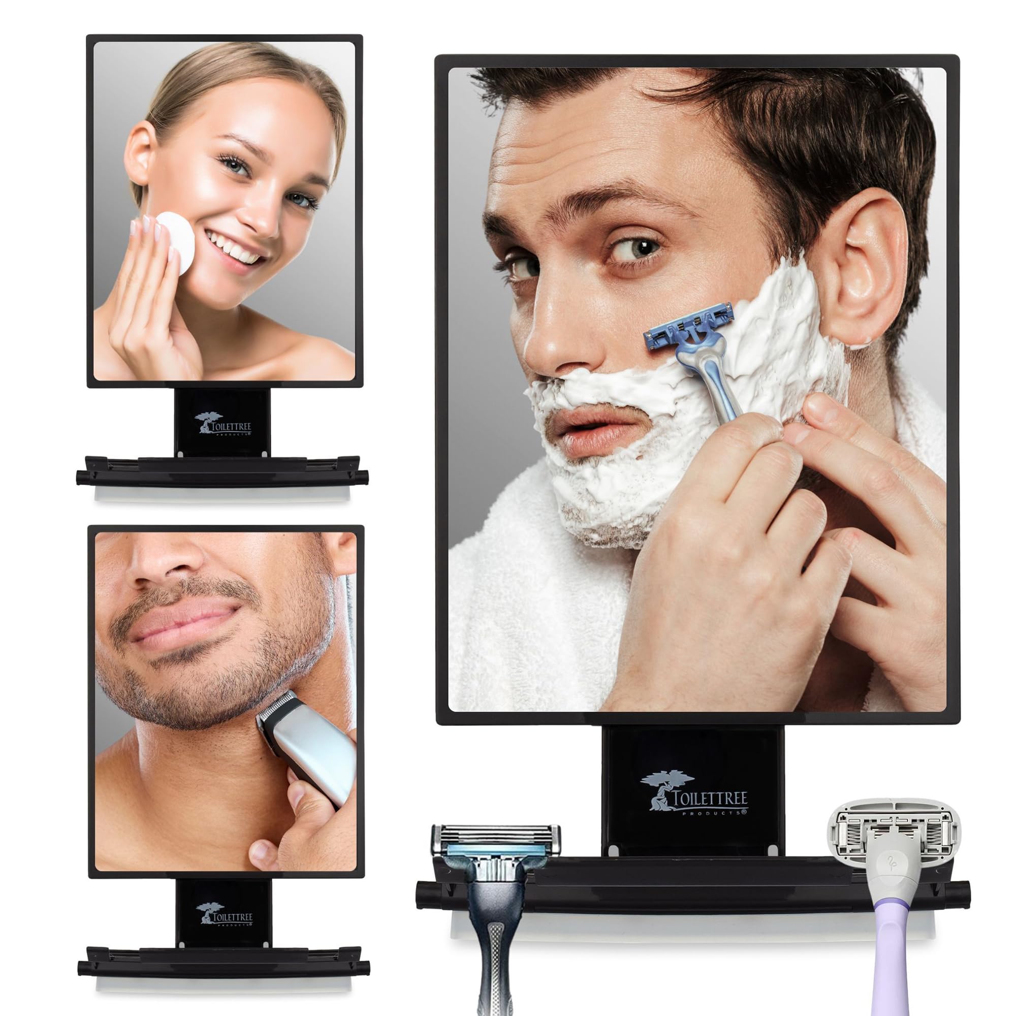 ToiletTree Fogless Shower Mirror supports daily in-shower grooming