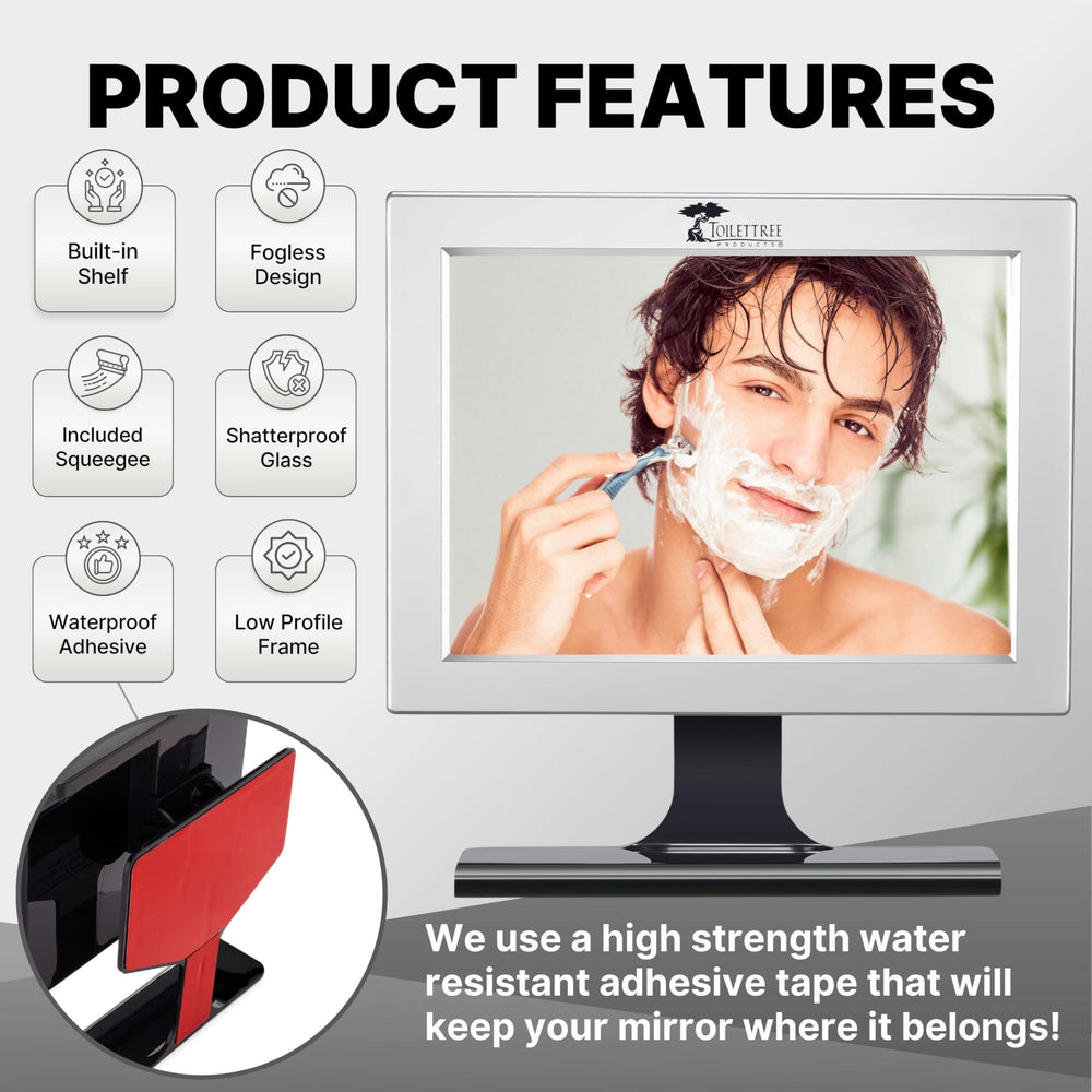 ToiletTree fogless shower mirror shaving session enables steady grooming