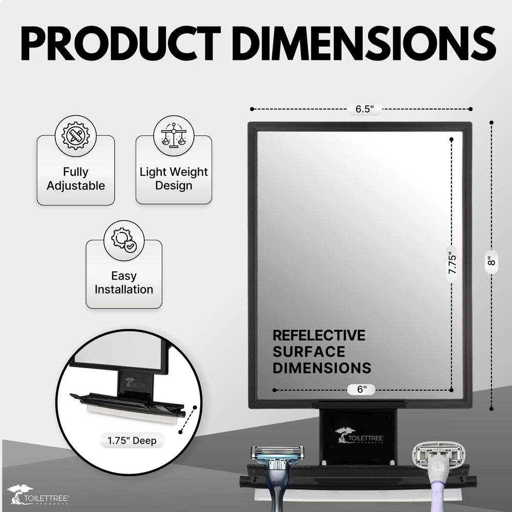 ToiletTree Fogless Shower Mirror includes a squeegee for a streak-free surface