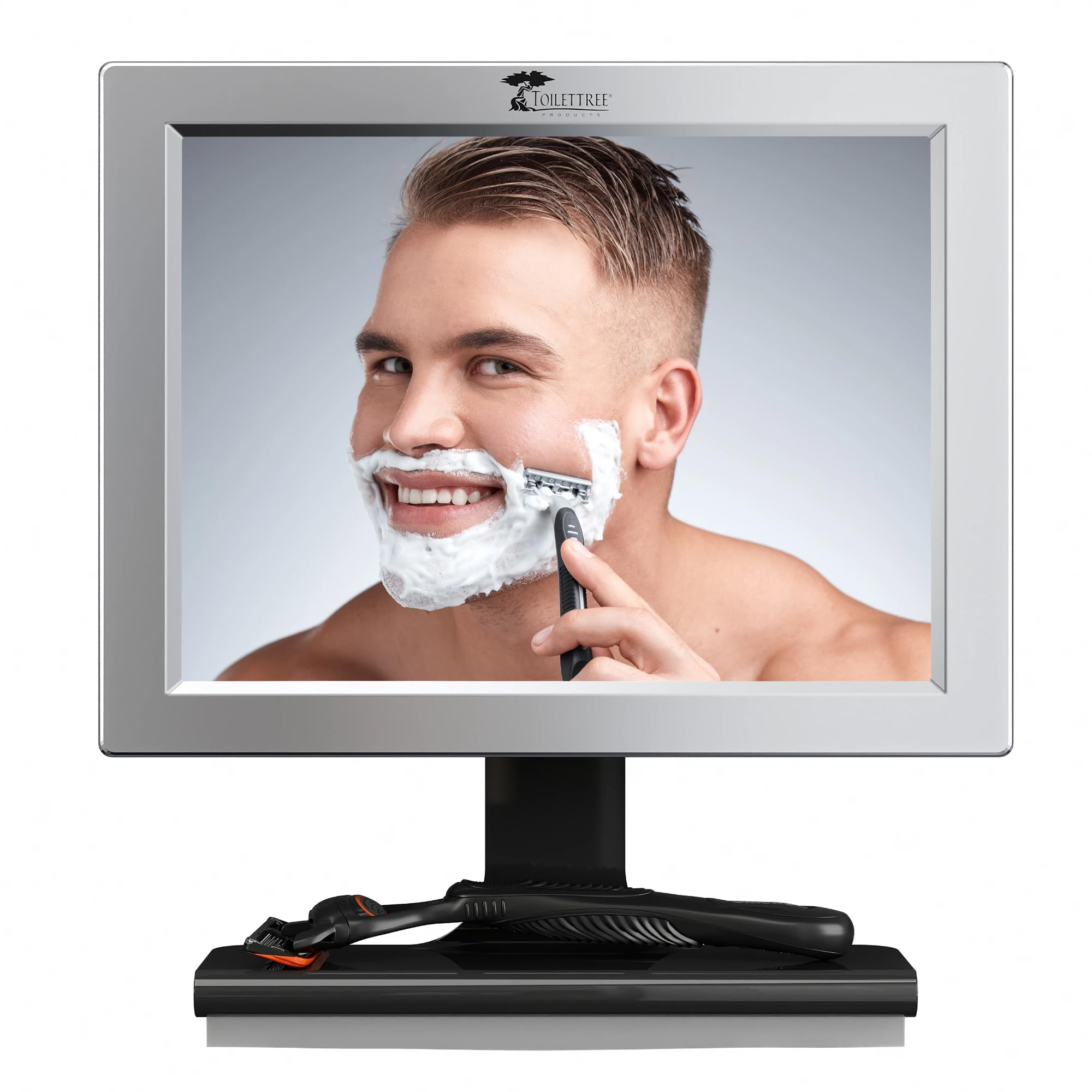ToiletTree fogless shower mirror squeegee included for quick drying and cleanup