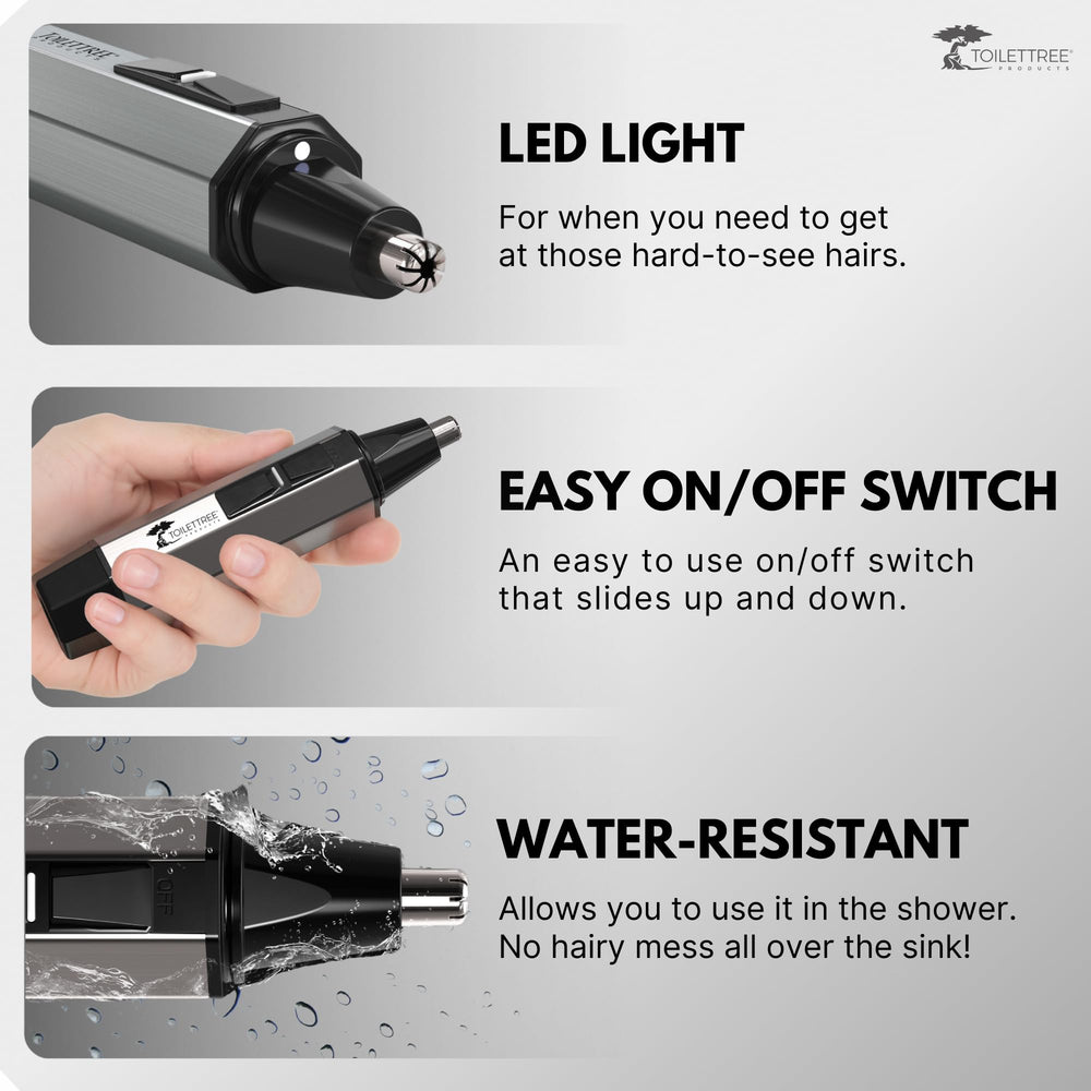 ToiletTree Nose Hair Trimmer in shower ready design aids quick grooming