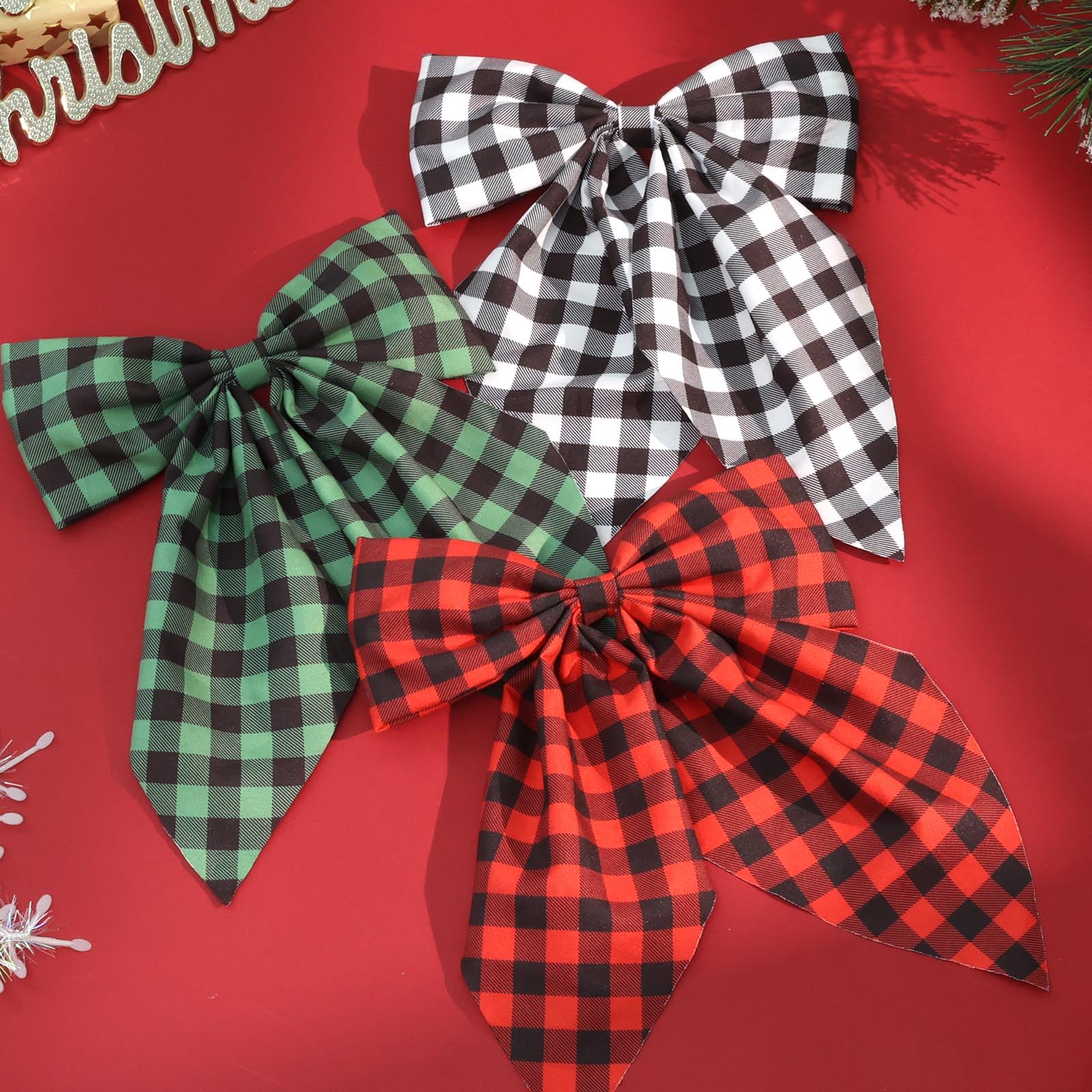 Tokufagu plaid bow clips suit family photos and seasonal celebrations.