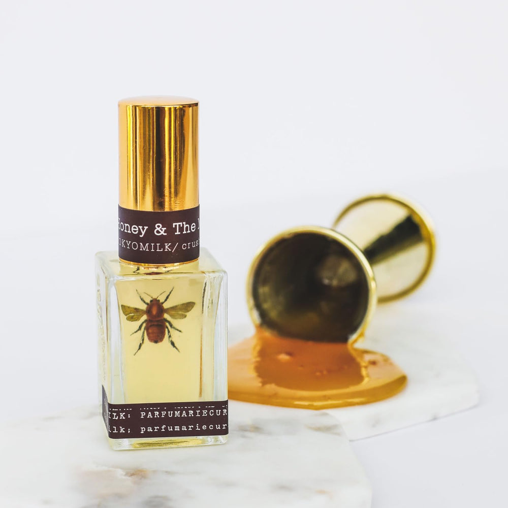 TOKYOMILK Honey & The Moon jar-graphics add vanity-table luxury.