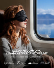 Tolaccea 3D cooling sleep mask on face with blackout feature for dark sleep