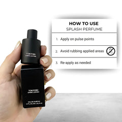 Tom Ford Ombre Leather mini splash cap opened, ready for on-the-go use.