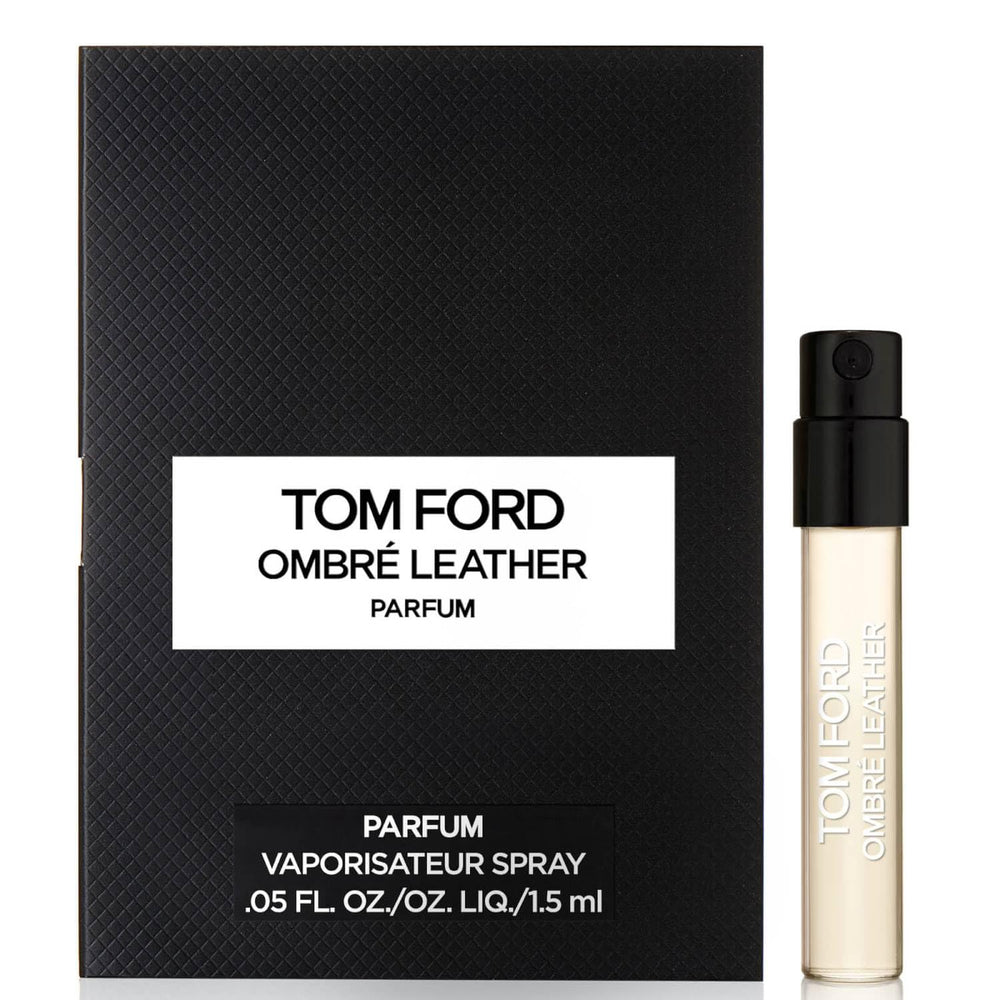 Tom Ford Ombre Leather Parfum travel spray sample for men with enduring leather notes.