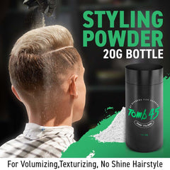 Tomb 45 Pure Powder being dusted into hair for lightweight volume and texture.