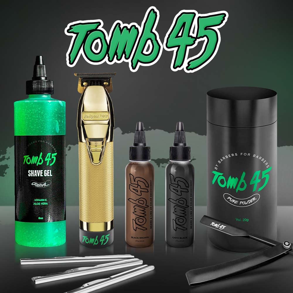 Tomb 45 Pure Powder packaging emphasizing 20g bottle and portability.