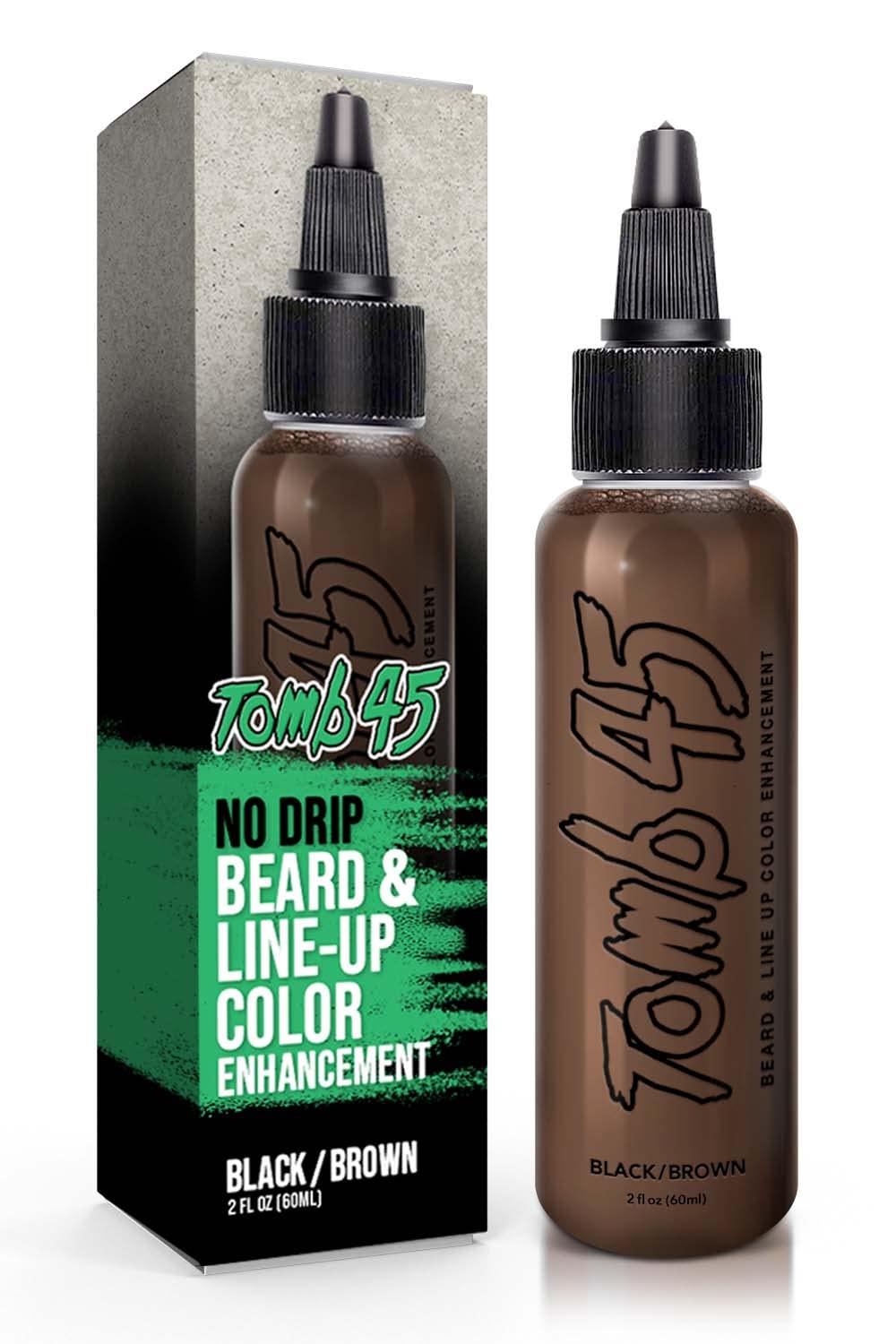 Tomb45 beard-lineup enhancement onyx bottle for darker, fuller lines.