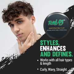 Tomb45 Indestructible Hair Clay application glide demonstrates smooth distribution.