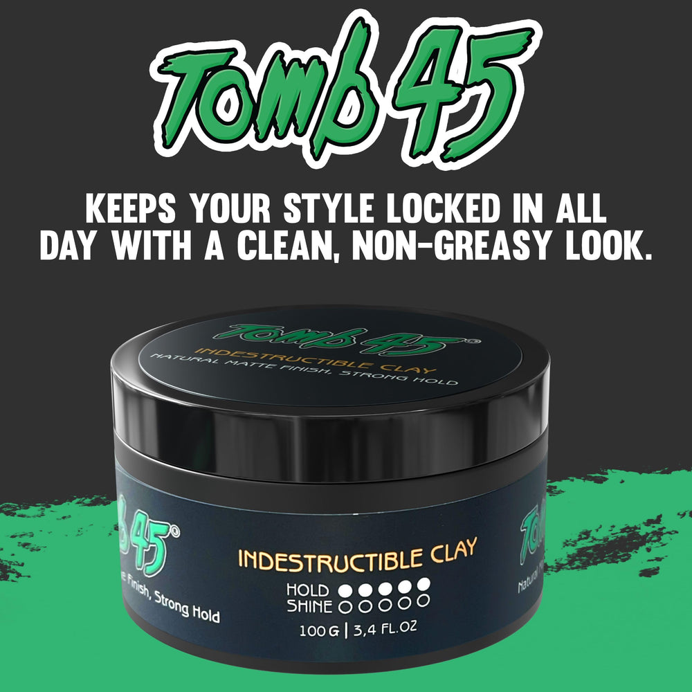 Tomb45 Indestructible Hair Clay matte finish look on styled hair.