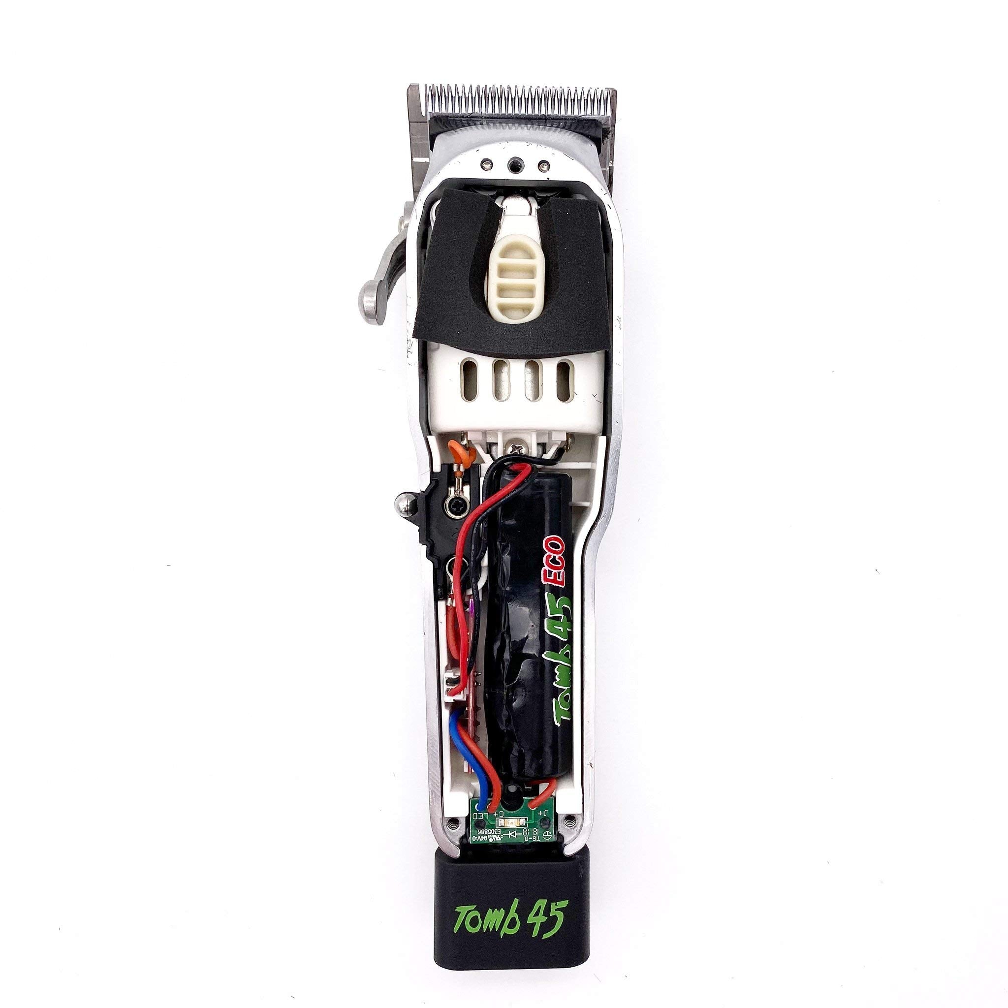 Tomb 45 safety features icon emphasizing overcharge protection