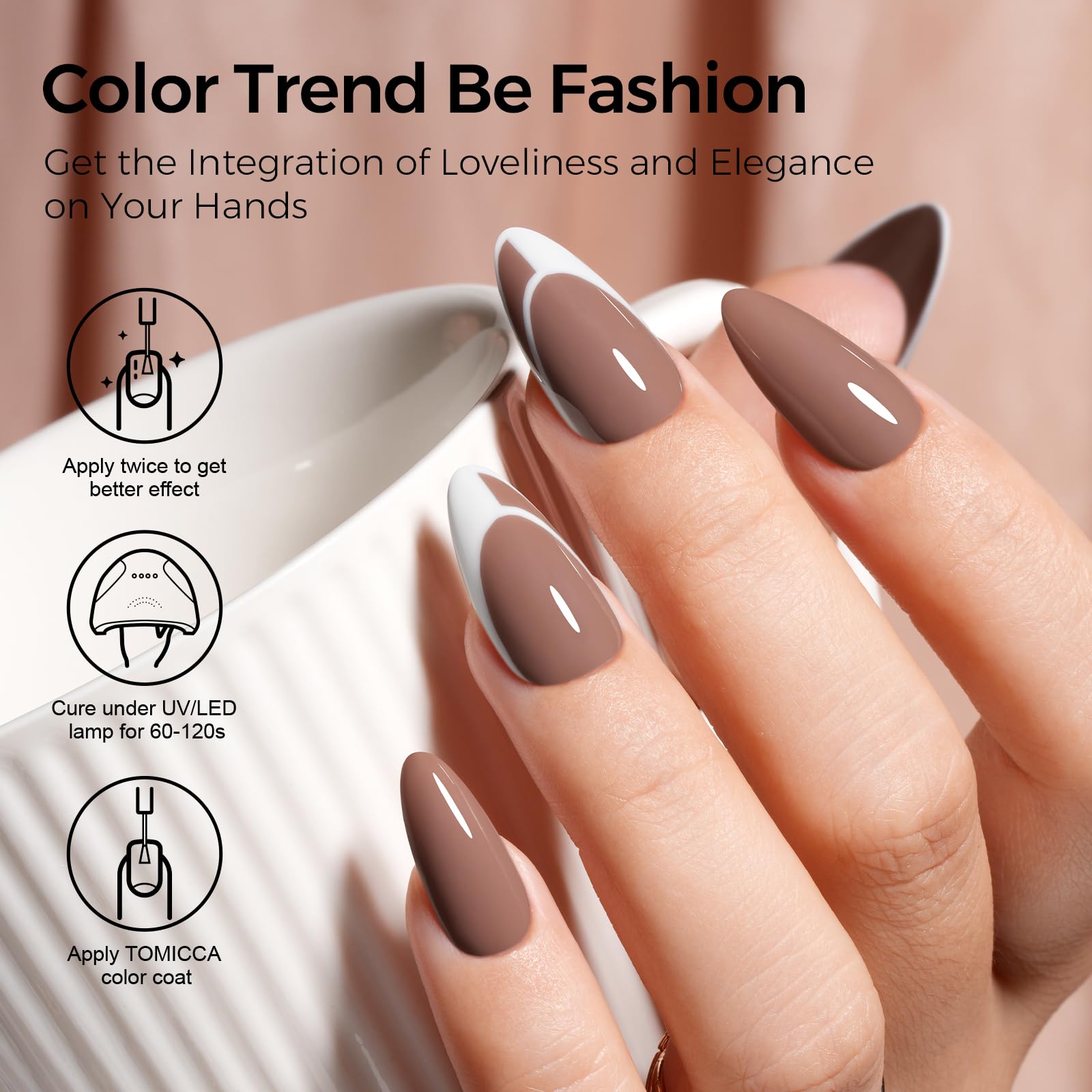 TOMICCA gel polish cap close-up highlighting smooth application