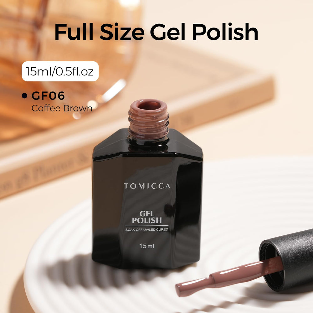 TOMICCA coffee brown gel polish on manicure mood board for chic looks