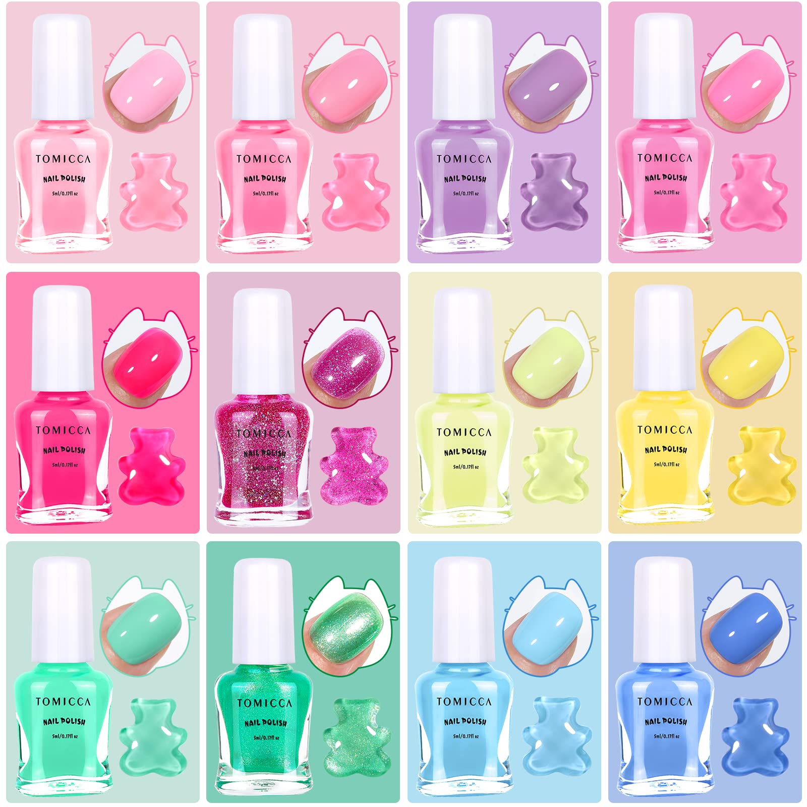 TOMICCA gift set for birthdays with colorful, safe polish kit.