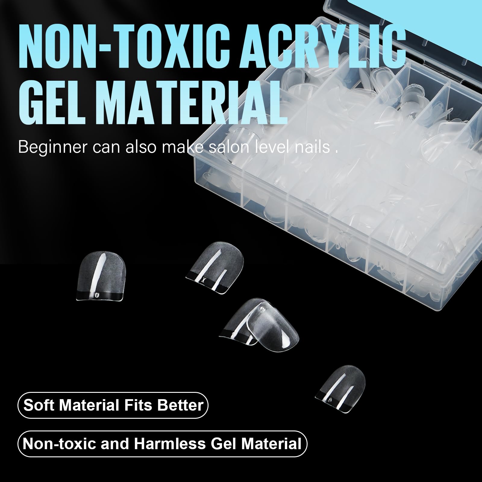 TOMICCA Long-lasting square nail tips showcase 3+ weeks wear potential