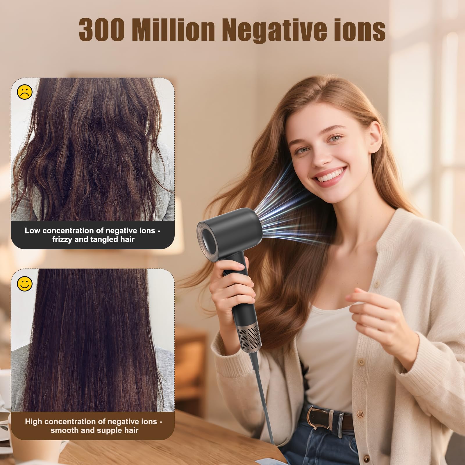 Tomler diffuser with nozzle enables even curls and reduced heat damage.