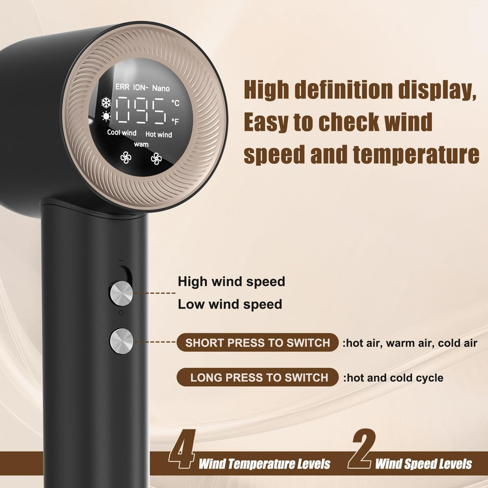 Tomler hair dryer ionic function demonstrates 300 million negative ions for smoother hair.