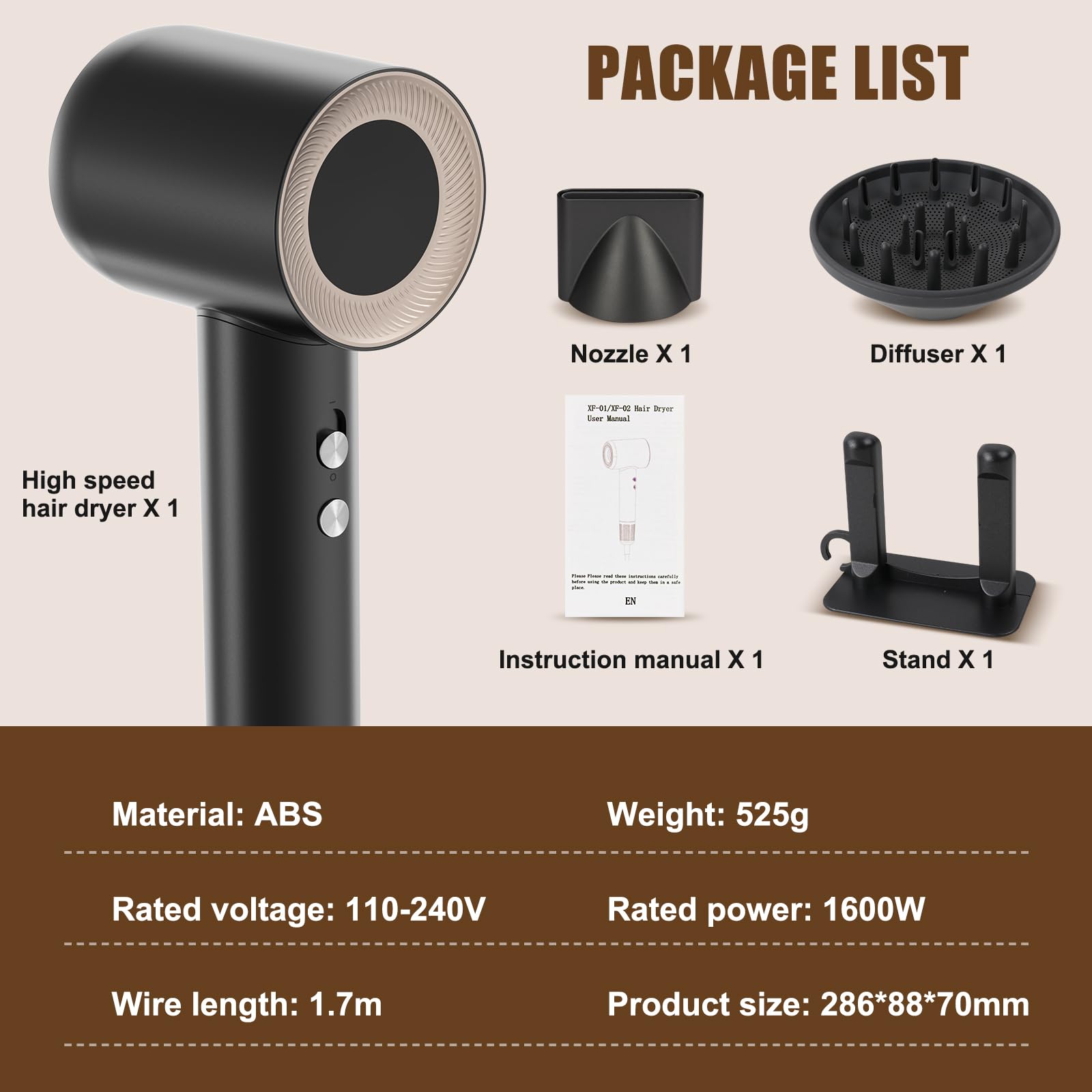 Tomler hair dryer quiet design emphasizes low noise for shared spaces.
