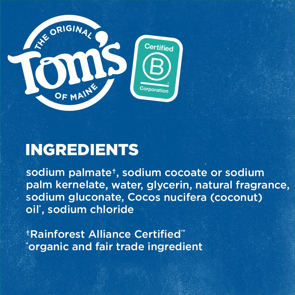 Tom's of Maine bar soap fragrance Creamy Coconut label closeup