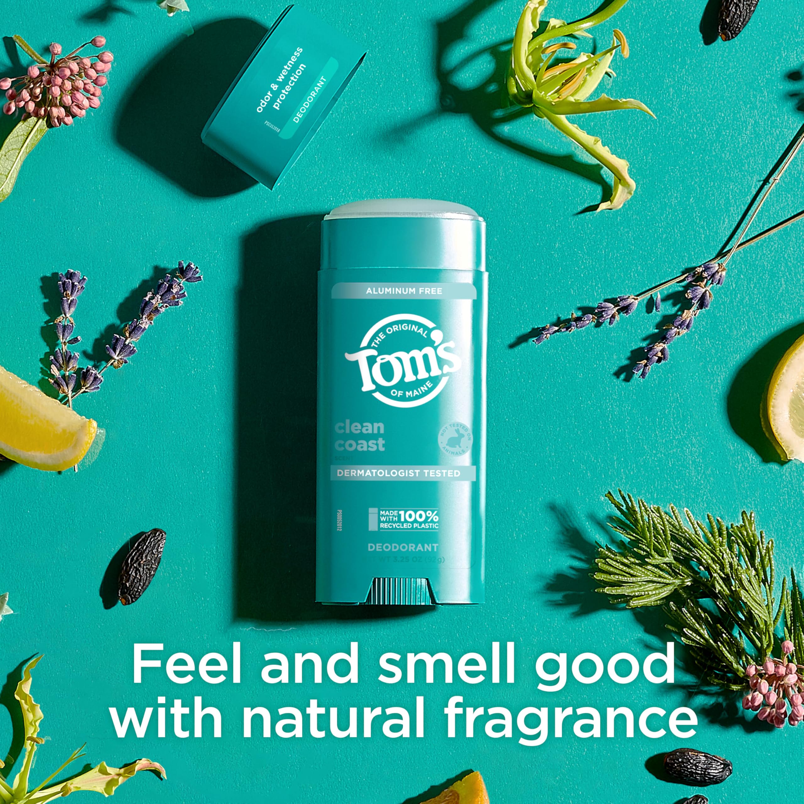 Tom's of Maine Clean Coast natural fragrance with citrus and aloe floral notes.