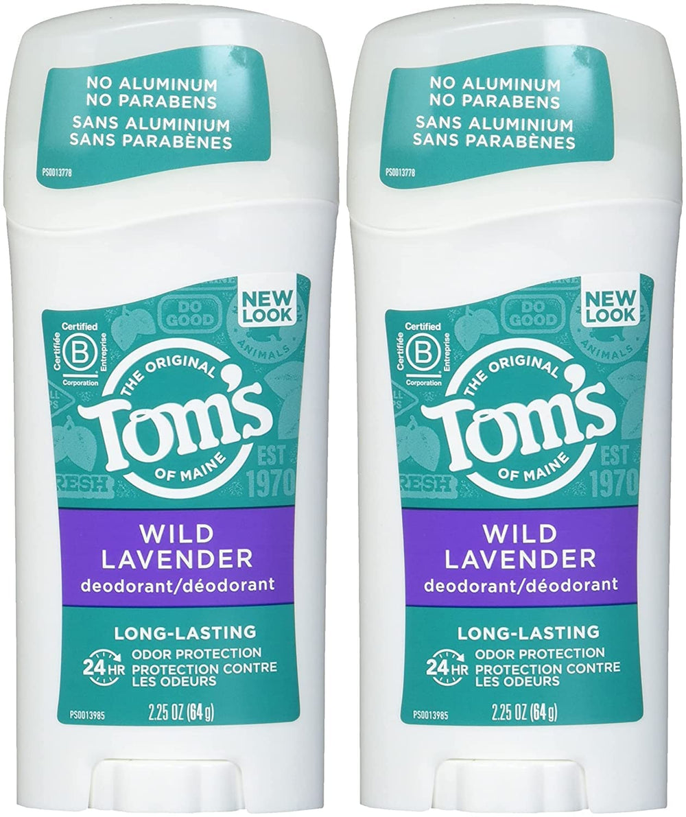 Tom's of Maine lavender deodorant stick front view with natural lavender scent