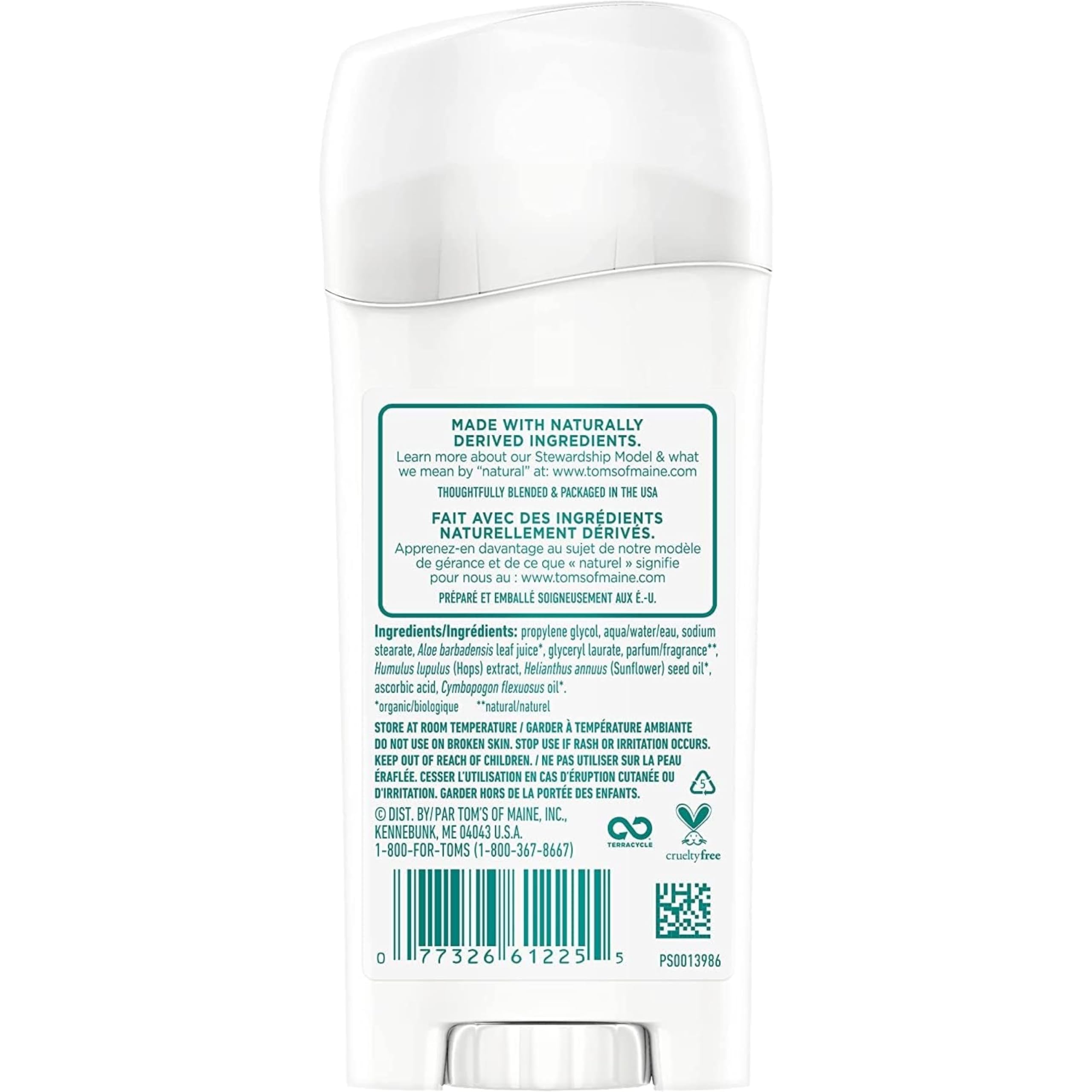 Tom's of Maine lavender deodorant stick recyclable container