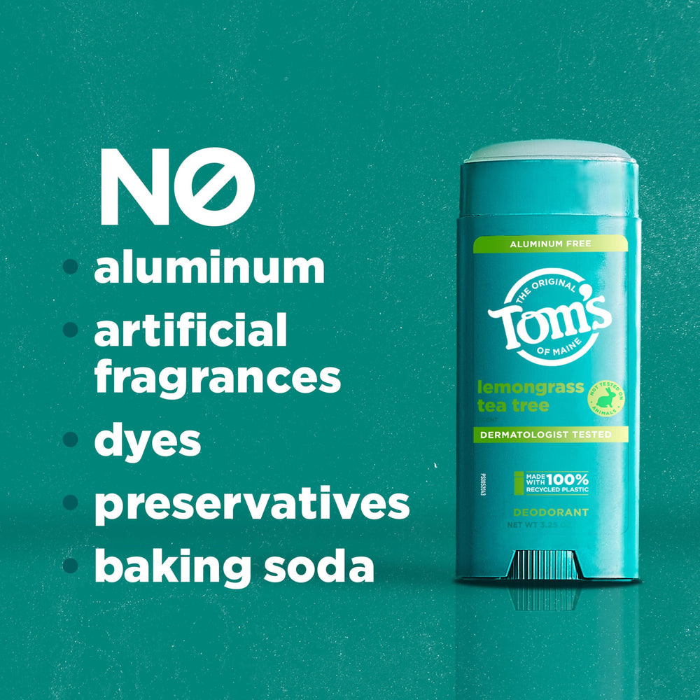 Dermatologist-tested Lemongrass Tea Tree deodorant by Tom's of Maine.