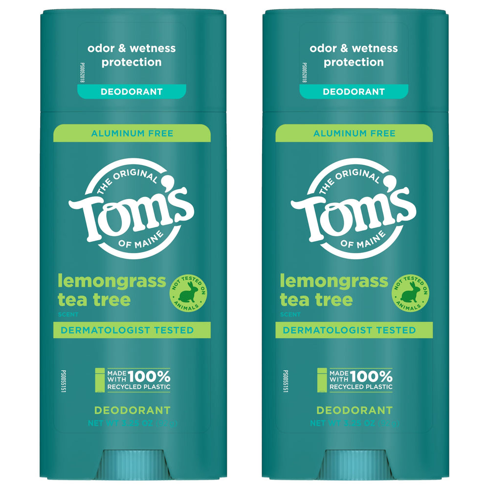 Two-pack display of Tom's of Maine Lemongrass Tea Tree deodorant.