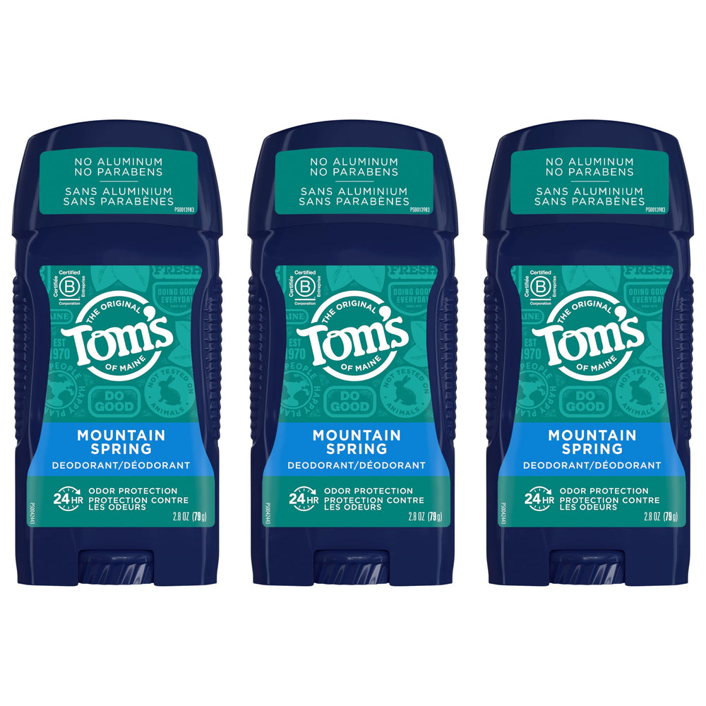 Recyclable packaging depicted for Tom's of Maine Mountain Spring 3-pack