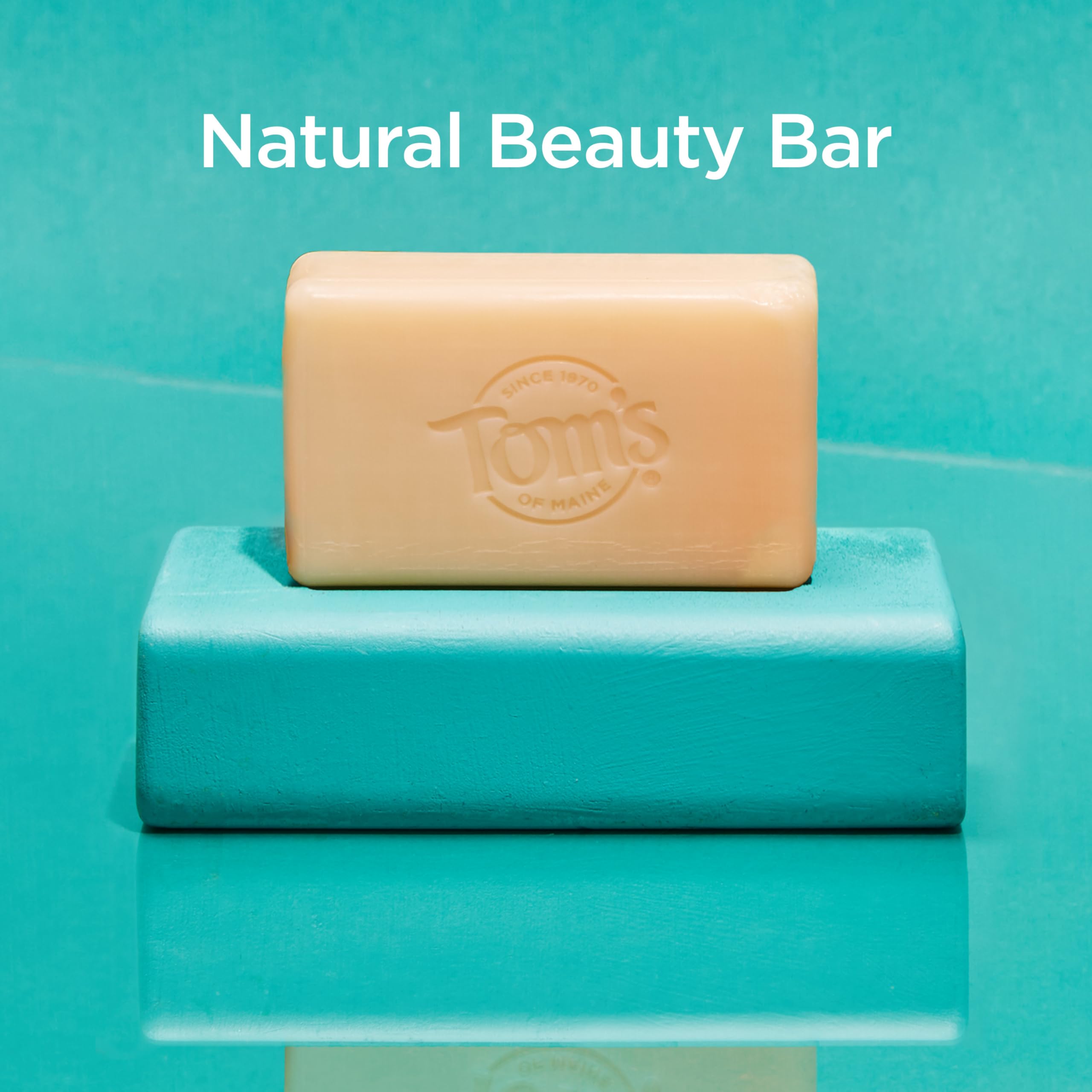 Tom's of Maine moisturizing bar dermatologist-tested for gentle skin compatibility.