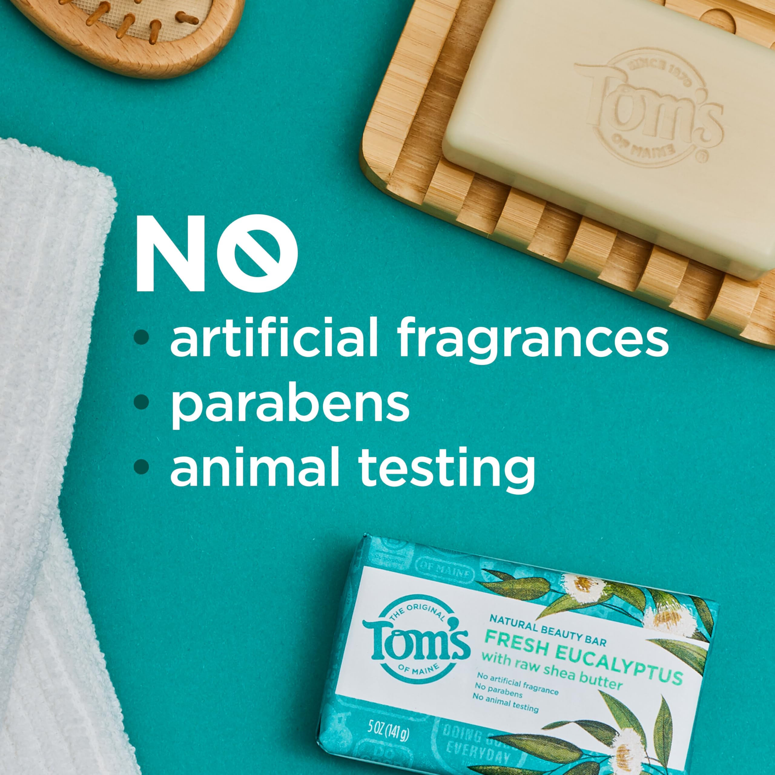 Tom's of Maine moisturizing bar argan oil ingredient for velvety skin softness after shower.