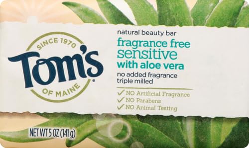 Tom's of Maine Natural Beauty Bar aloe vera close-up highlights soothing, fragrance-free skin care.