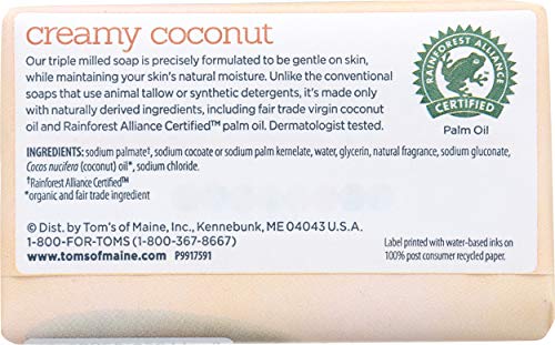 Tom's of Maine natural beauty bar soap Creamy Coconut with botanicals