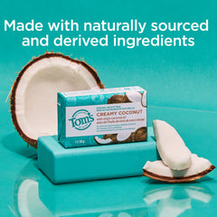 Tom's of Maine beauty bar soap Creamy Coconut close-up showing creamy lather.