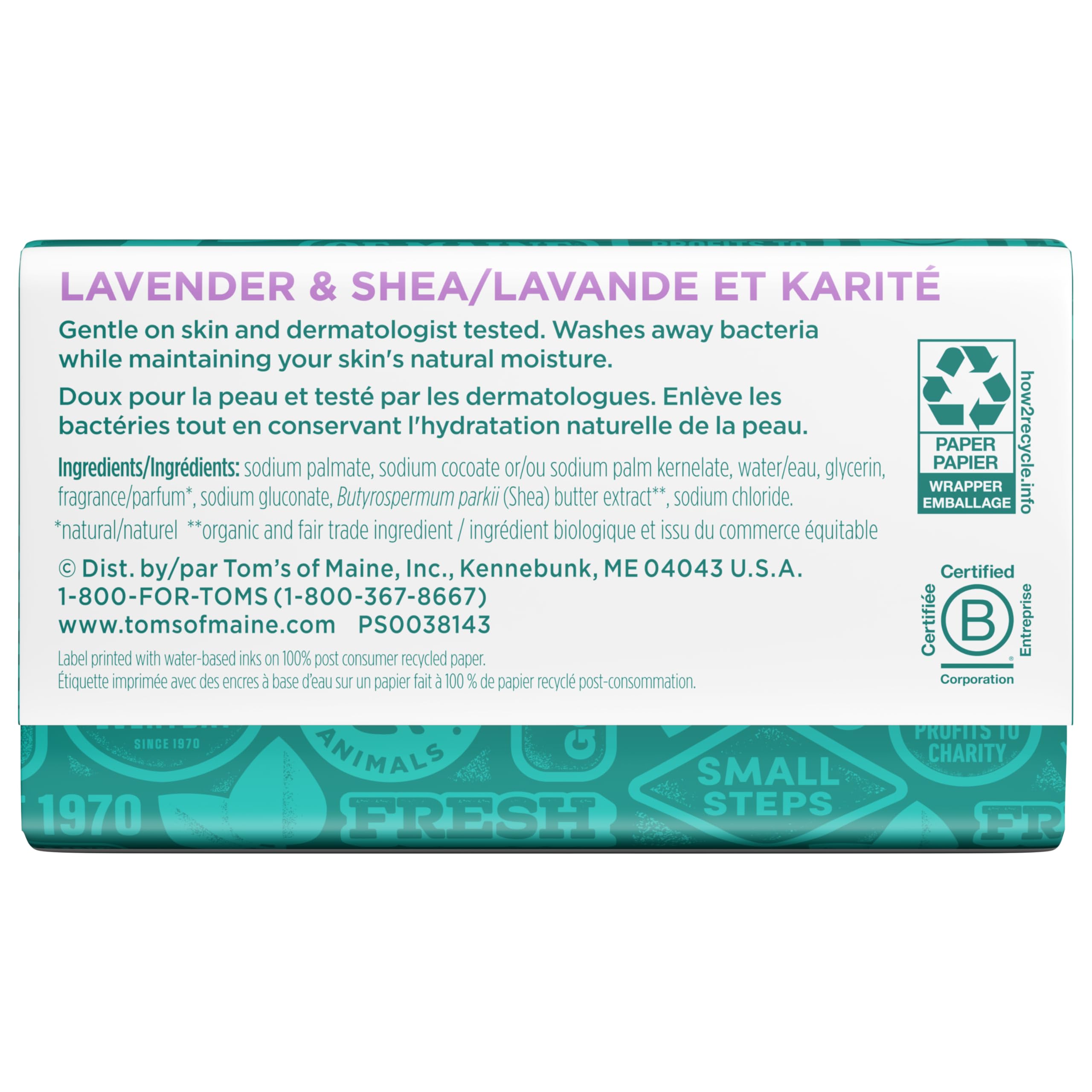 Tom's of Maine packaging highlighting not tested on animals and paraben-free formula