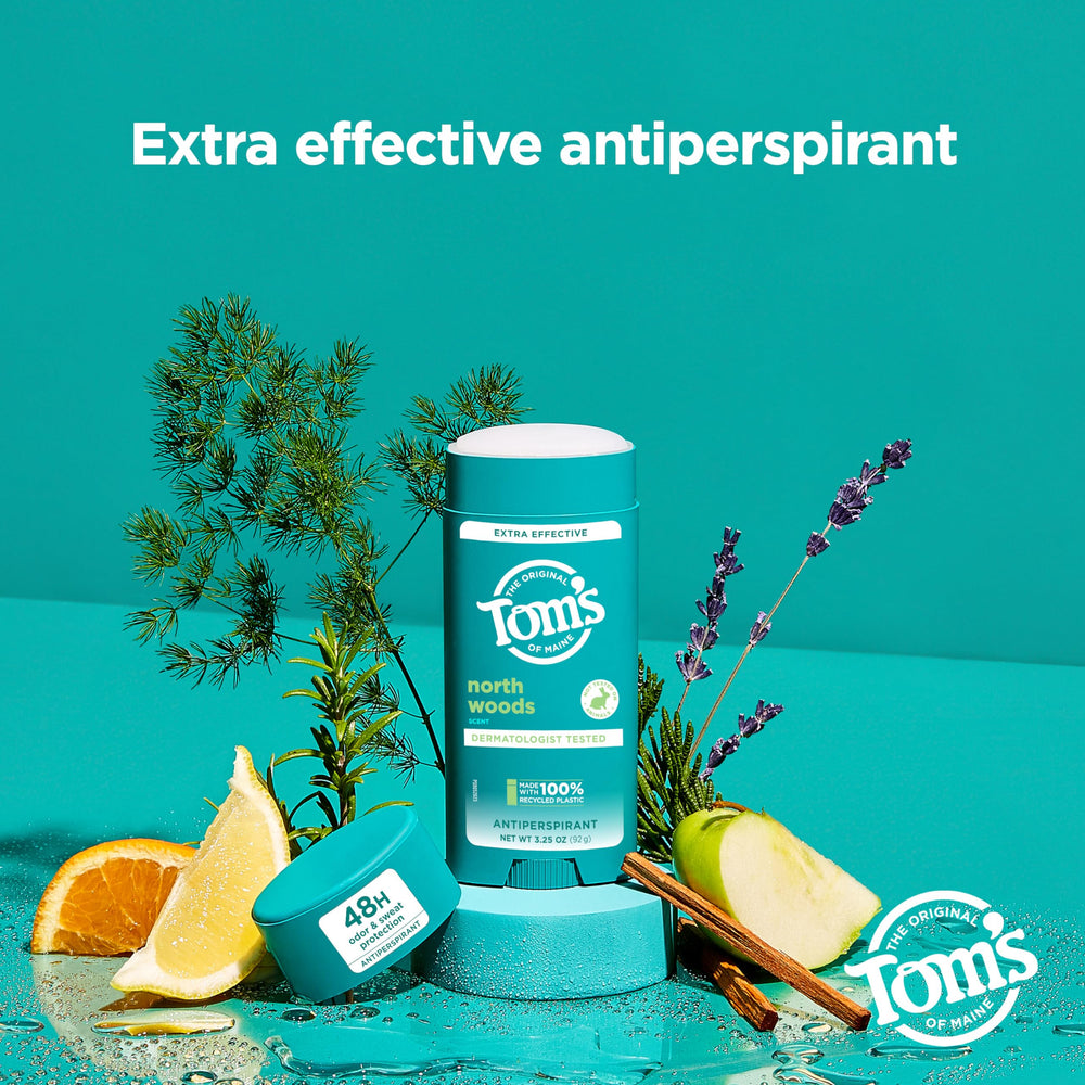 Tom's of Maine North Woods dermatologist-tested label signaling skin-friendly formula
