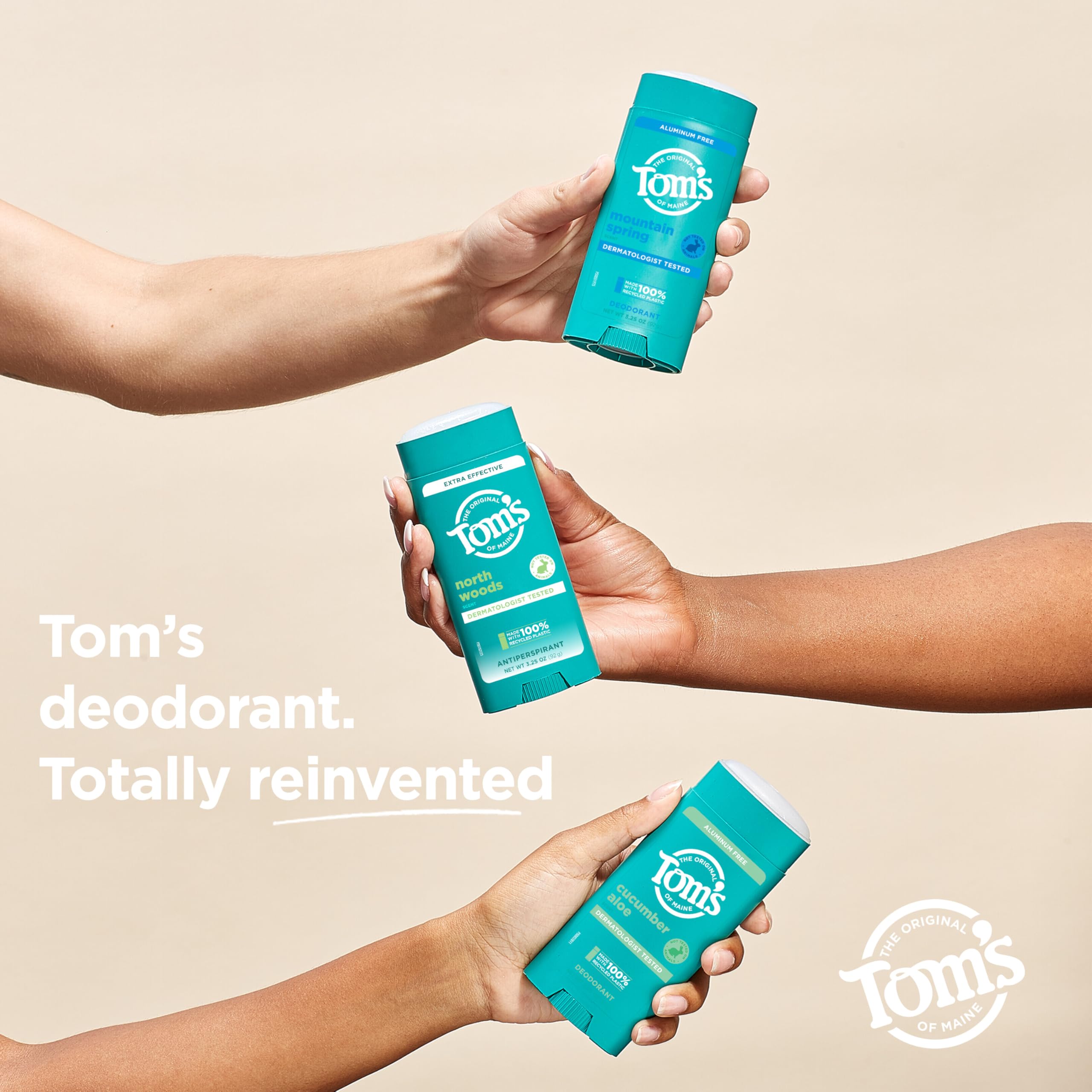 Tom's of Maine North Woods recycled plastic container for eco packaging