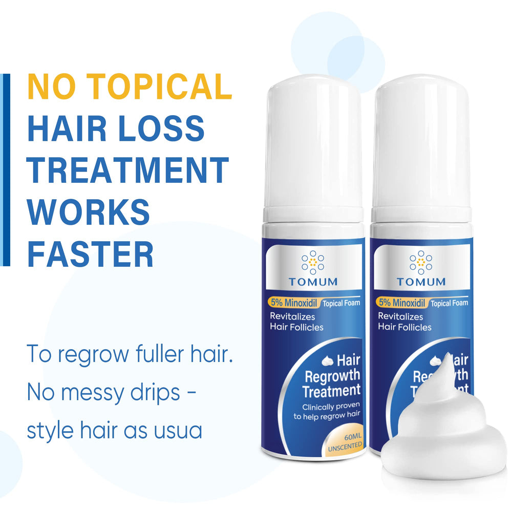 Tomum Minoxidil Foam on scalp illustrating coverage for fuller-looking hair
