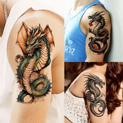 Toneoldshu 3d-black dragon tattoos for eye-catching skin decor