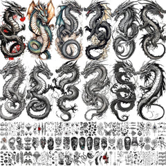 Toneoldshu detailed dragon tattoo sheet front view for bold leg or arm designs