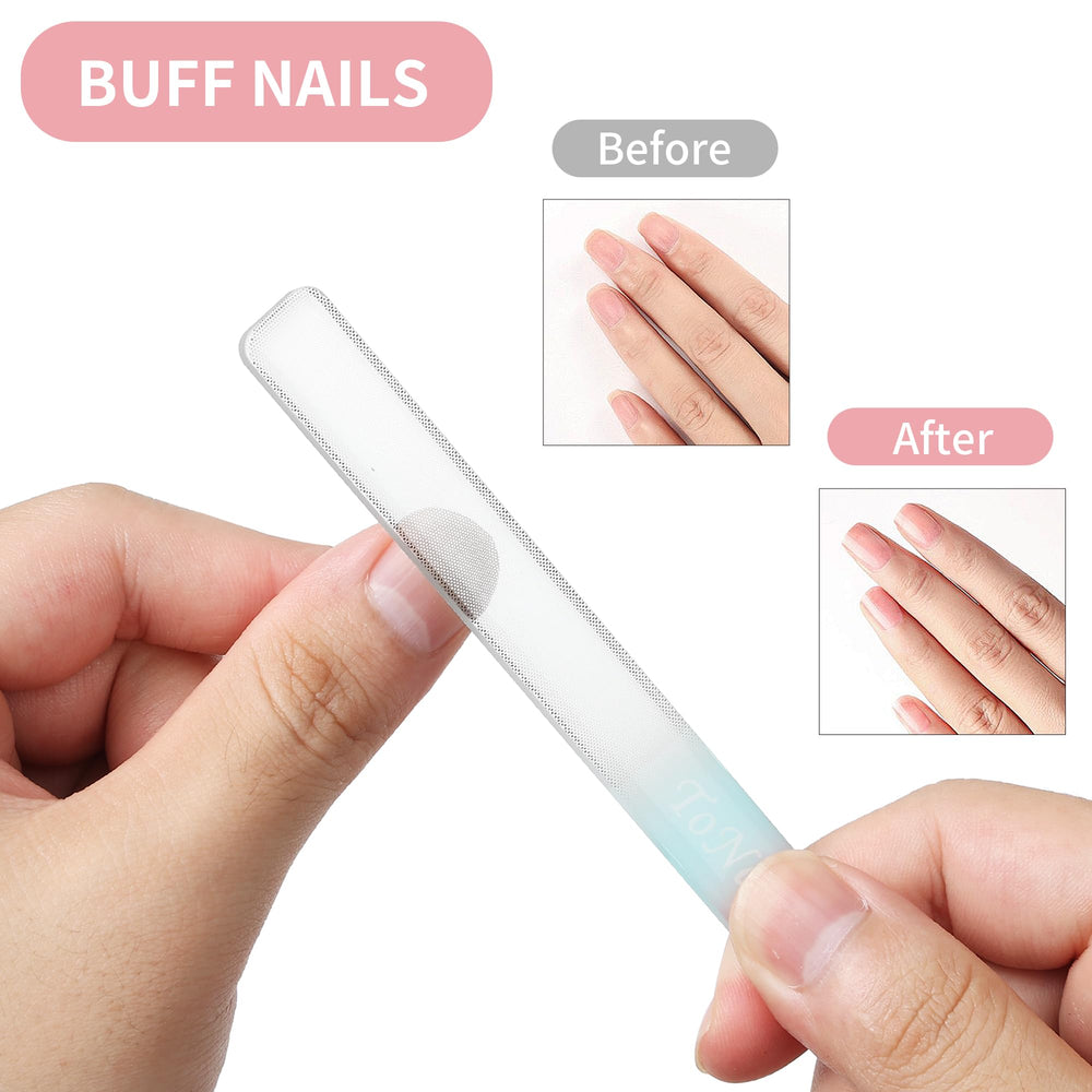 ToNewBe Nano Glass Nail Shiner Kit dual-purpose surface for filing and polishing.