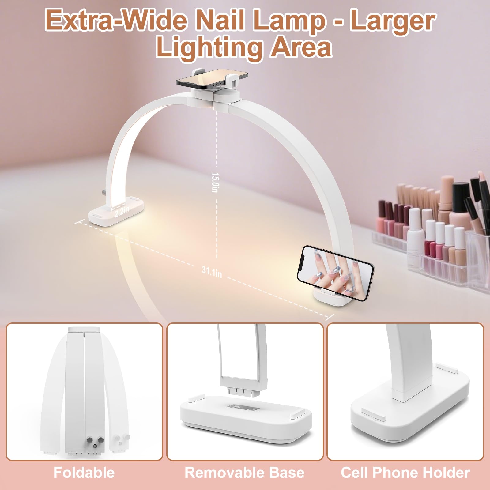 TONYFUL Half Moon Light showing stepless dimming for precise task lighting and reading.