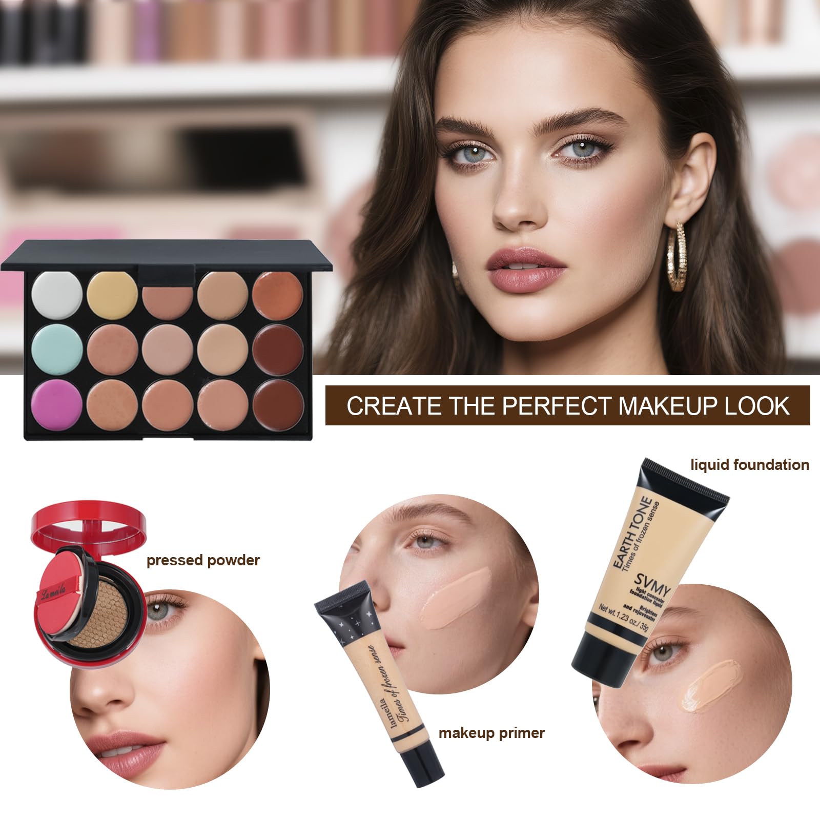 TooAemiS makeup kit close-up foundation and concealer selection for flawless base