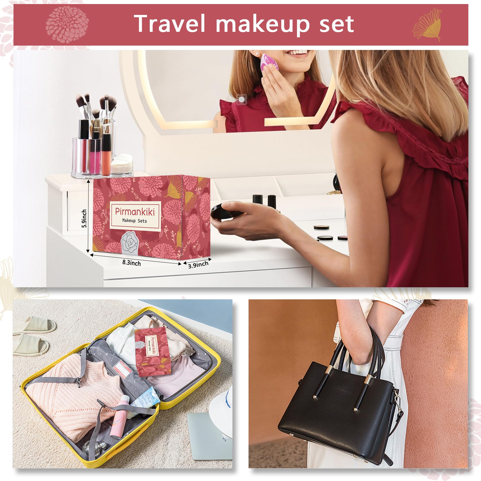 TooAemiS travel bag neatly organizes makeup for trips.