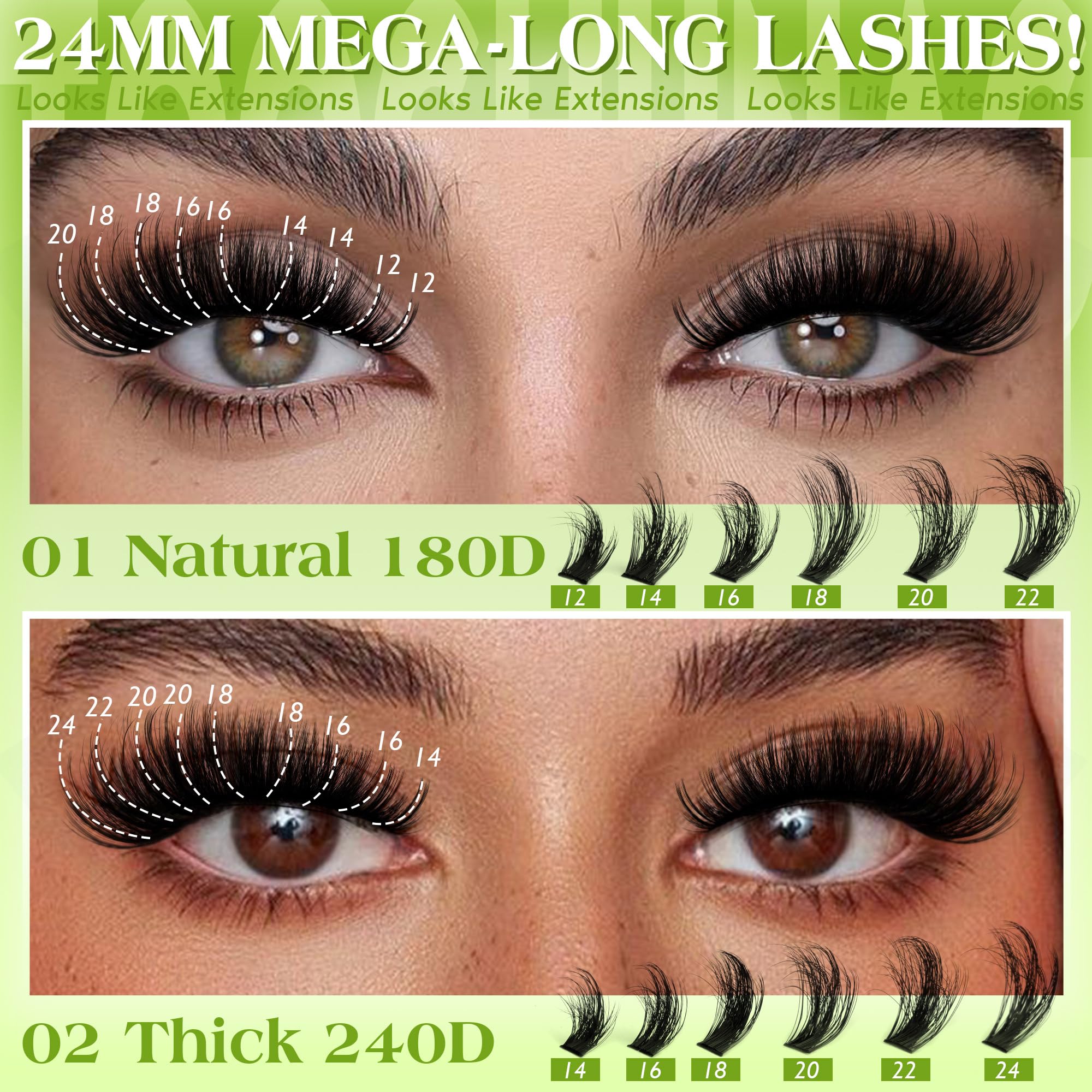 TOOCHUNAG 3D fluffy cluster lashes provide natural-looking depth and wispy effect.