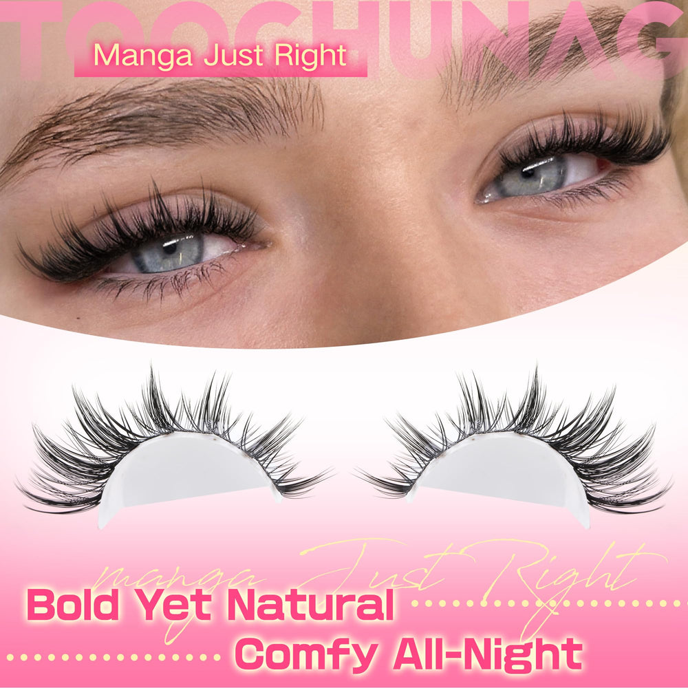 TOOCHUNAG lash clusters close-up with thin band for light-weight comfort
