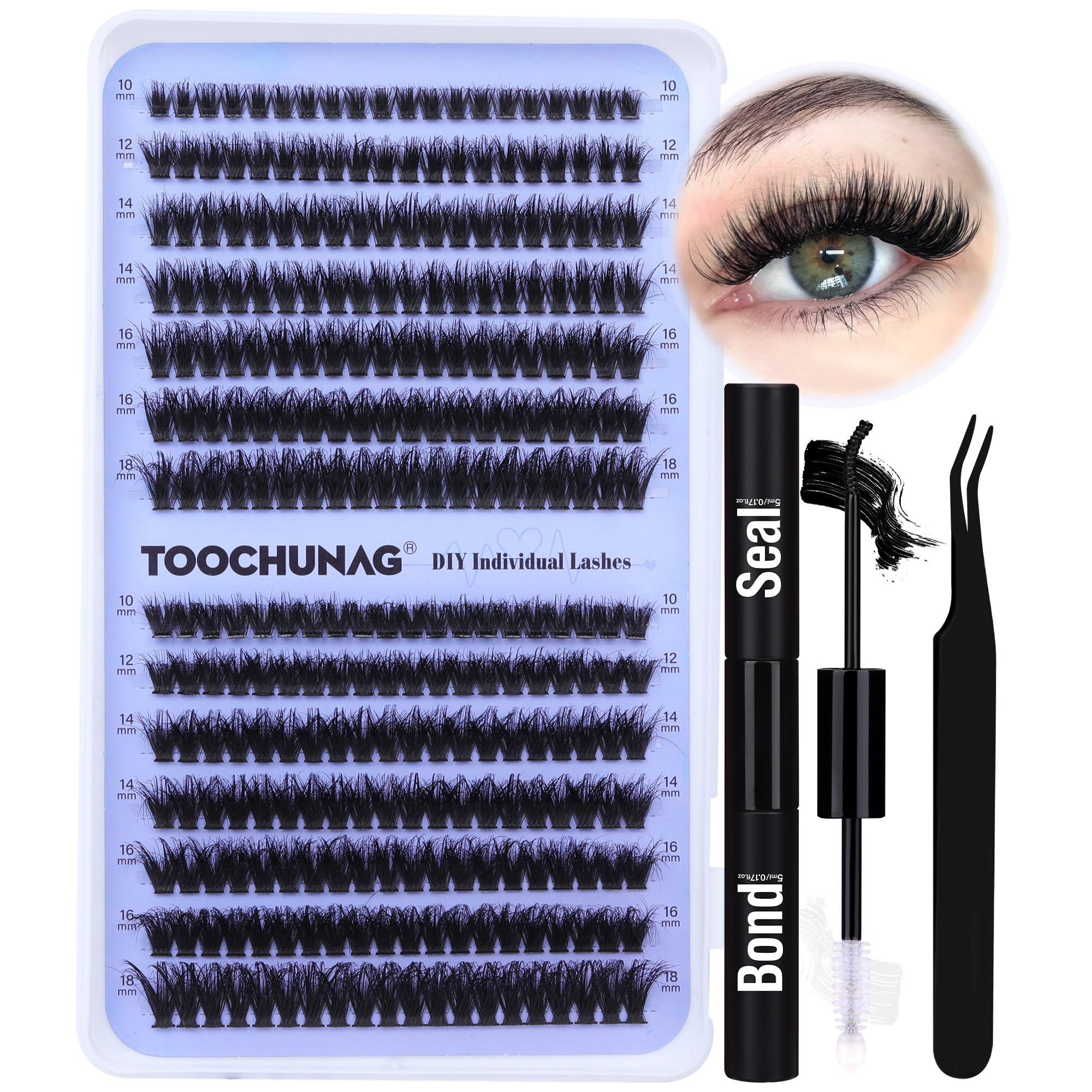 TOOCHUNAG lash extension kit contents enable at-home DIY lash shaping.