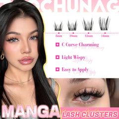 TOOCHUNAG manga lash lengths 8-14mm shown for customizable anime eye looks