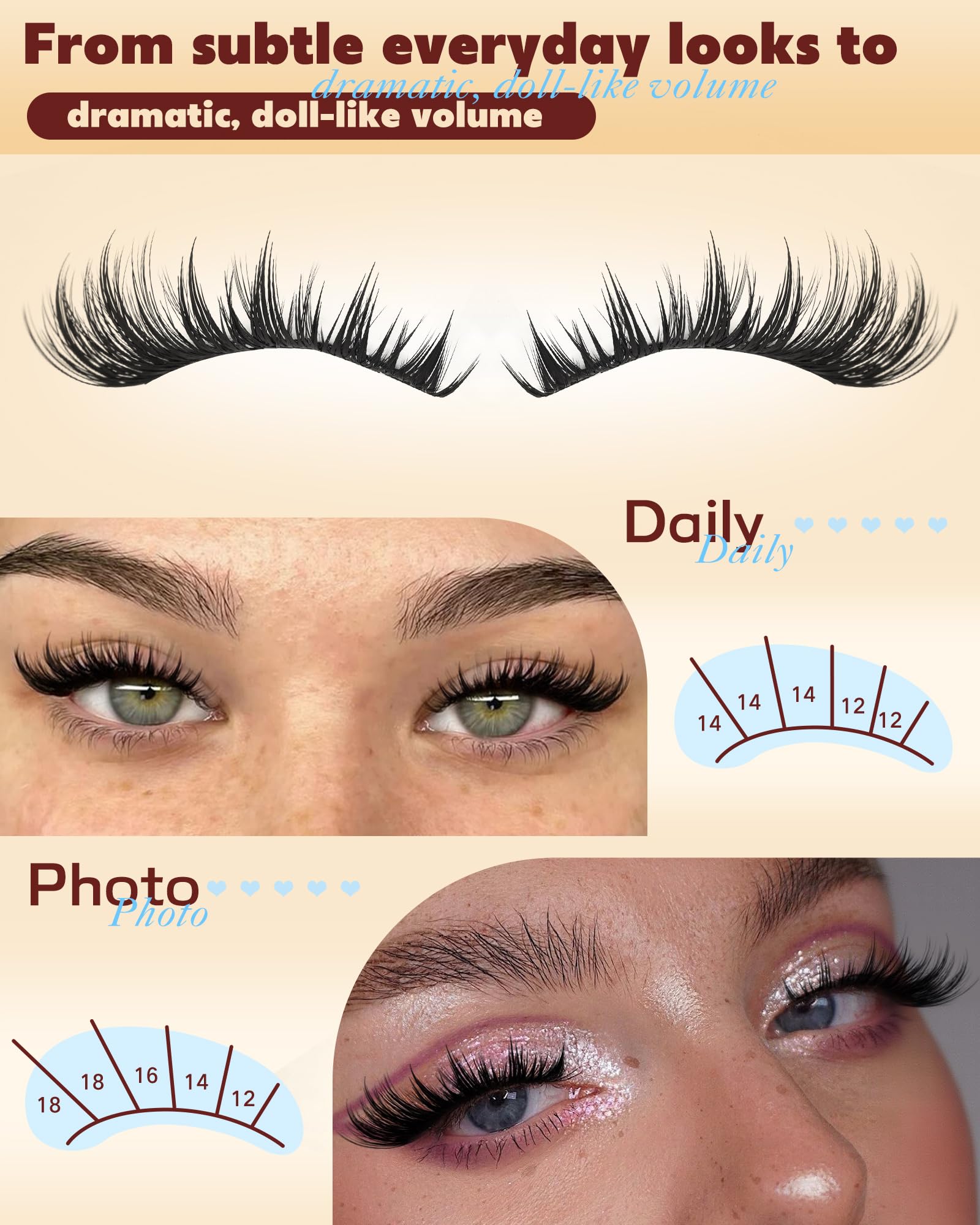 TOOCHUNAG wet-look volume clusters mimic salon lash texture